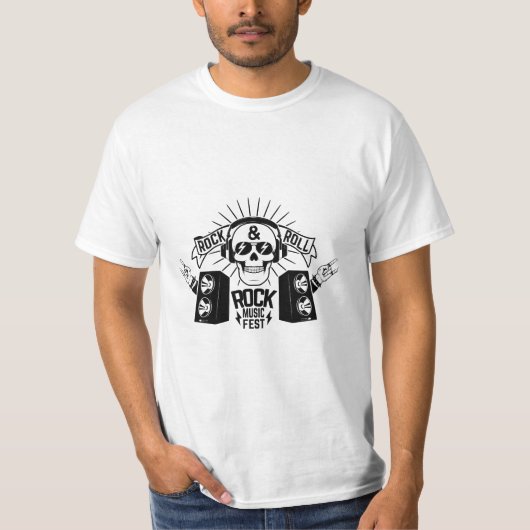 Rock & Roll Skull Music Fest Graphic T-shirt (Voorkant)