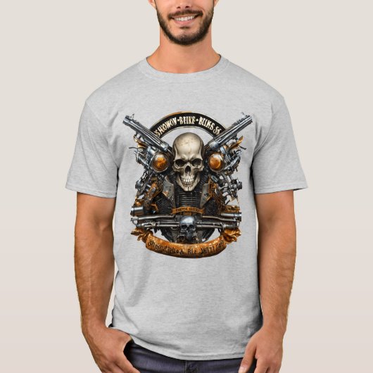 Rock & Roll Skull Muurschildering T-shirt Design – (Voorkant)