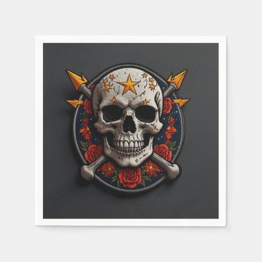 Rock & Roll Skull Patch Servet (Voorkant)