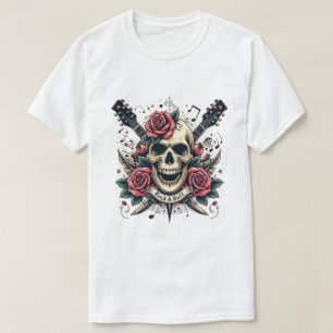 Rock & Roll Skull Tattoo T-Shirt Design