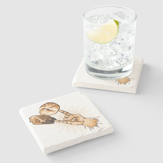 Rock & Roll Stone Coaster Stenen Onderzetter (Zijkant)