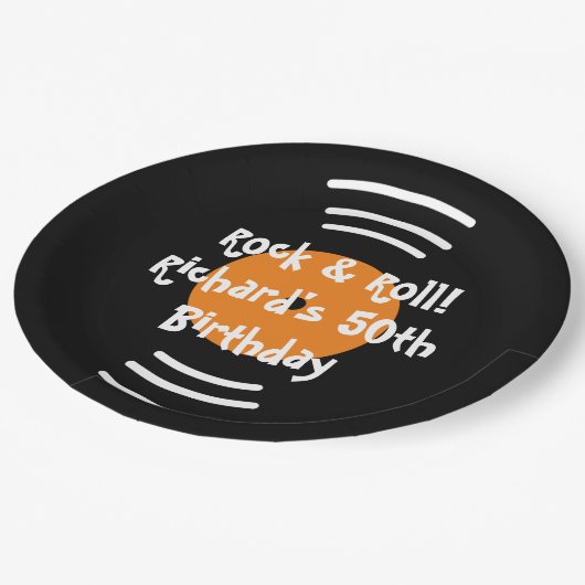  Rock & Roll thema Verjaardagsfeestje op maat Papieren Bordje (Gekanteld)