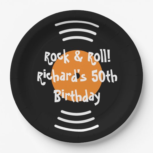  Rock & Roll thema Verjaardagsfeestje op maat Papieren Bordje (Voorkant)