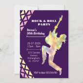 Rock & Roll verjaardagsfeestje uitnodiging, Neon D Kaart (Voorkant)