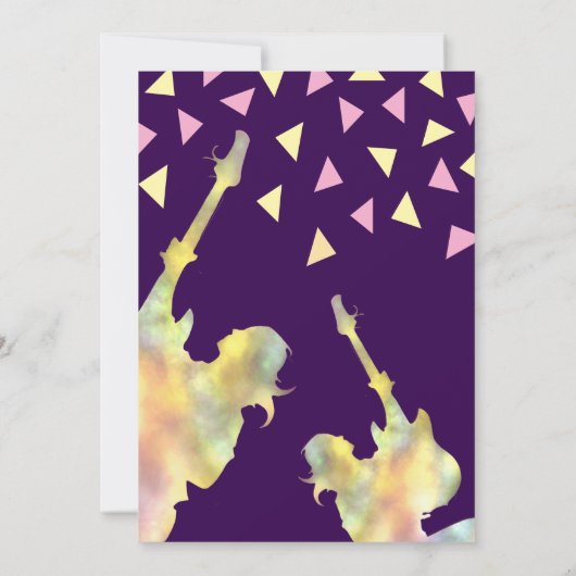 Rock & Roll verjaardagsfeestje uitnodiging, Neon D Kaart (Achterkant)