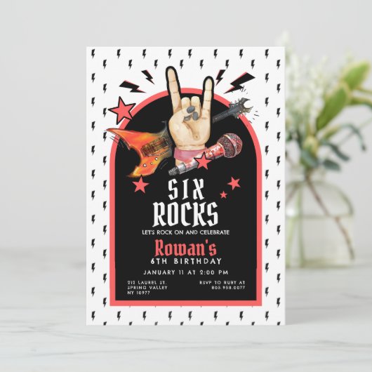 Rock & Roll verjaardagsuitnodiging voor elke leeft Kaart (Staand voorkant)
