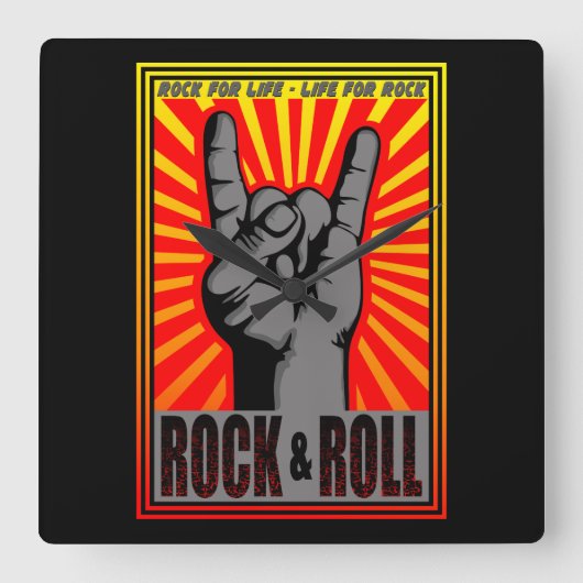 Rock & Roll Vierkante Klok (Voorkant)