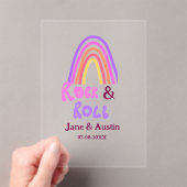 Rock & roll wedding add couple name retro rainbow  acryl uitnodigingen (Insitu (Draagbaar))