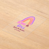 Rock & roll wedding add couple name retro rainbow  acryl uitnodigingen (Laagn)