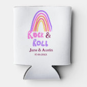 Rock & roll wedding add couple name retro rainbow  blikjeskoeler (Voorkant)