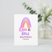 Rock & roll wedding add couple name retro rainbow  briefkaart (Staand voorkant)