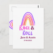 Rock & roll wedding add couple name retro rainbow  briefkaart (Voorkant / Achterkant)
