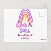 Rock & roll wedding add couple name retro rainbow  briefkaart (Achterkant)