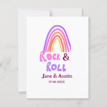 Rock & roll wedding add couple name retro rainbow