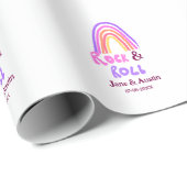 Rock & roll wedding add couple name retro rainbow  cadeaupapier (Rol Hoek)