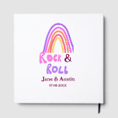 Rock & roll wedding add couple name retro rainbow  gastenboek (Achterkant)