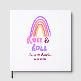 Rock & roll wedding add couple name retro rainbow  gastenboek