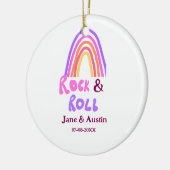 Rock & roll wedding add couple name retro rainbow  keramisch ornament (Links)