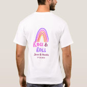 Rock & roll wedding add couple name retro rainbow  t-shirt (Achterkant)