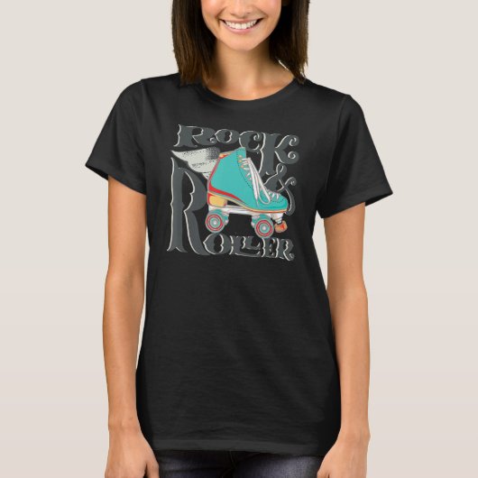 Rock & Roller Skating Roller Retro 70's Schaats 80 T-shirt (Voorkant)