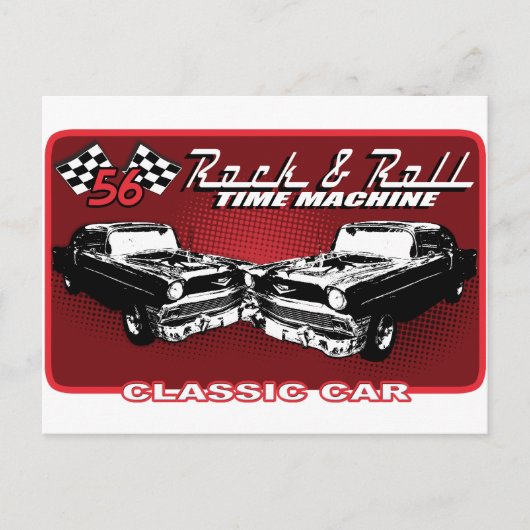 Rock- & Roltijdmachine Briefkaart (Voorkant)
