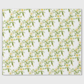 Rock roos kunst bloemenwitte groene wilde bloem cadeaupapier (Vlak)