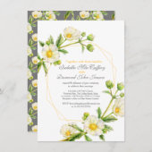 Rock roos waterverf kunst wit geel grijs bruiloft kaart (Voorkant / Achterkant)