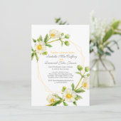 Rock roos waterverf kunst wit geel grijs bruiloft kaart (Staand voorkant)