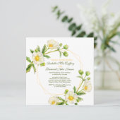 Rock roos waterverf wit groen vierkant bruiloft kaart (Staand voorkant)