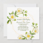 Rock roos waterverf wit groen vierkant bruiloft kaart (Voorkant)