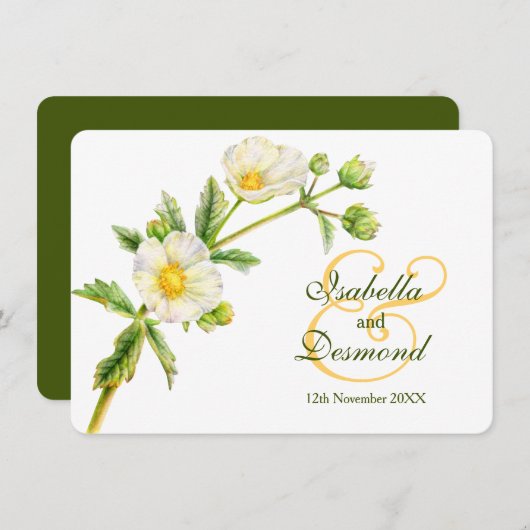 Rock roos waterverf witte groene bruiloft kaart (Voorkant / Achterkant)