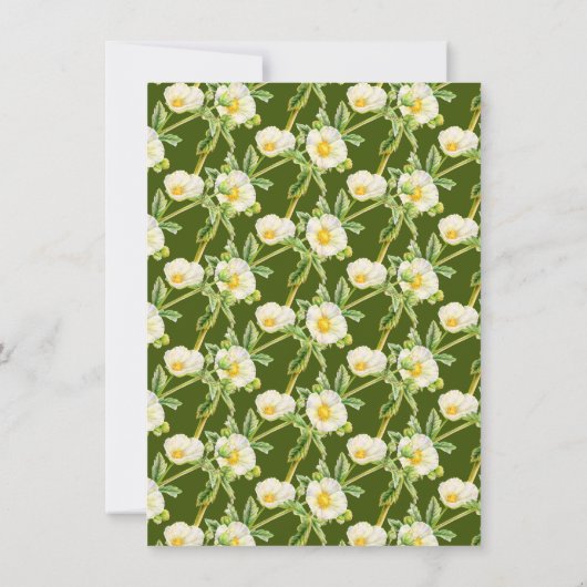 Rock roos waterverf witte groene bruiloft kaart (Achterkant)