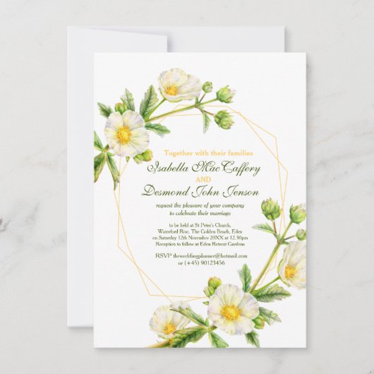 Rock roos waterverf witte groene bruiloft kaart (Voorkant)