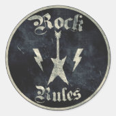 Rock Rules! Ronde Sticker (Voorkant)