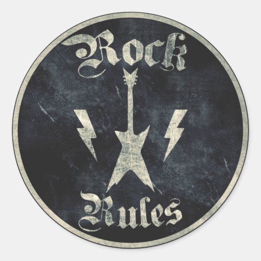 Rock Rules! Ronde Sticker (Voorkant)