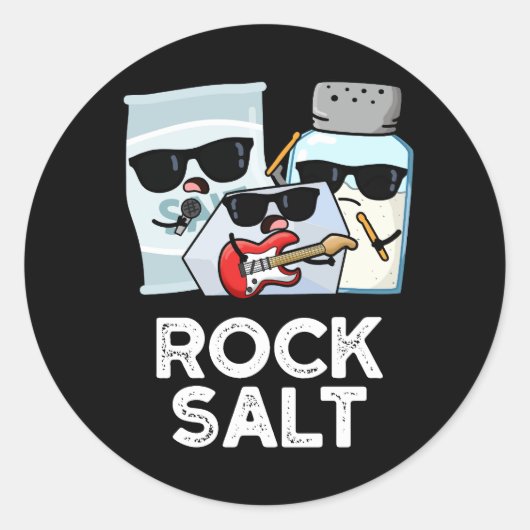 Rock Salt Funny Condition Music Pun Dark BG Ronde Sticker (Voorkant)