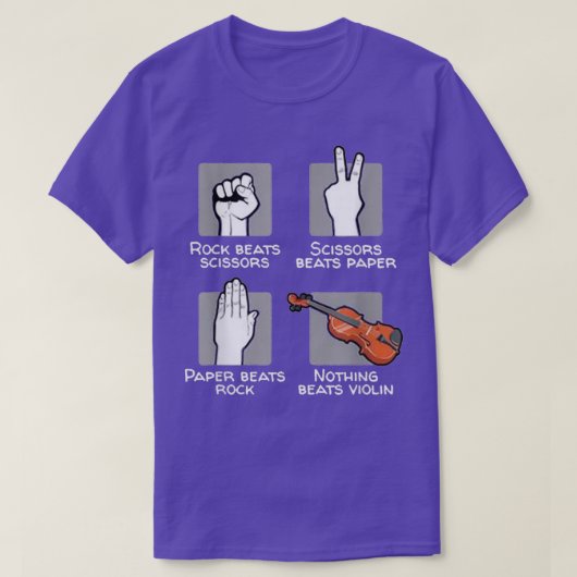 Rock schaar papier is niets dat Violin verslaat T-shirt (Design voorkant)
