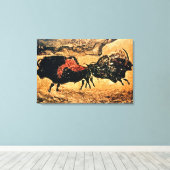 Rock-schilderij van bison, c.17000 BC Canvas Afdruk (Insitu (Houten vloer))