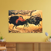Rock-schilderij van bison, c.17000 BC Canvas Afdruk (Insitu (Woonkamer))