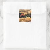 Rock-schilderij van bison, c.17000 BC Vierkante Sticker (Tas)