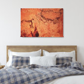 Rock-schilderij van een jachtscène, c.17000 BC Canvas Afdruk (Insitu (Slaapkamer))