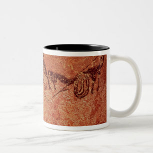 Rock-schilderij van een jachtscène, c.17000 BC Tweekleurige Koffiemok