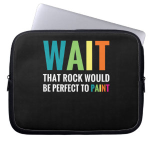 Rock-schilders wachten op grappige regenboogstone laptop sleeve