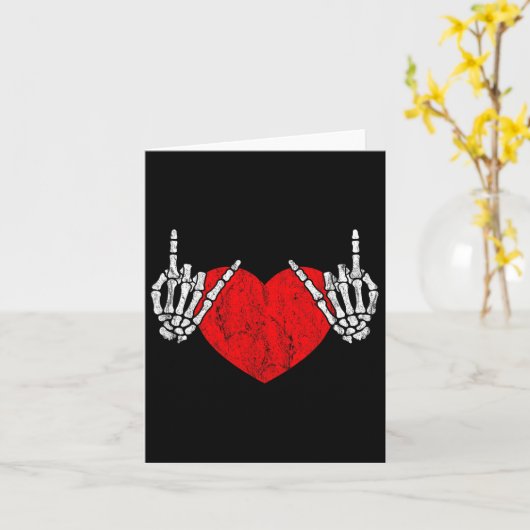 Rock Skelet Hand Hart Rock And Roll  Kaart (Gele Bloem)