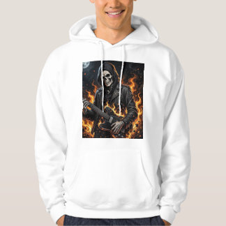Rock Skelet Vuur Gitaar Donkere Gotische Streetwea Hoodie