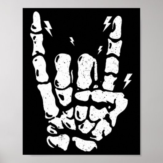 Rock Skeleton Cool Rocker Halloween Mannen Vrouwen Poster (Voorkant)