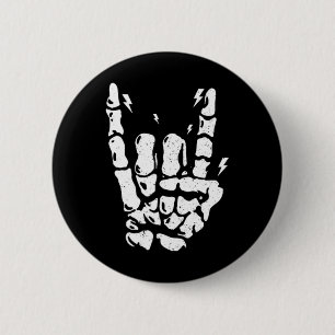 Rock Skeleton Cool Rocker Halloween Mannen Vrouwen Ronde Button 5,7 Cm