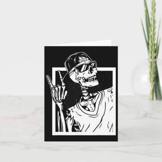 Rock Skeleton Hand Halloween Kostuum Funny Rocker Kaart (Voorkant)