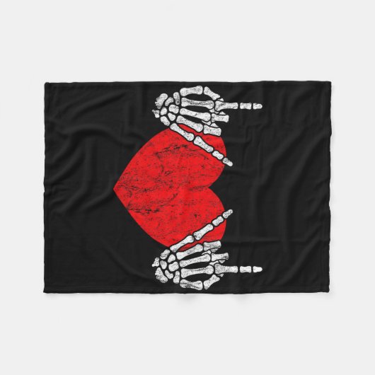 Rock Skeleton Hand Heart Rock and Roll Fleece Deken (Voorkant (Horizontaal))