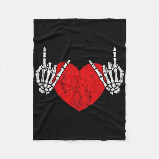 Rock Skeleton Hand Heart Rock and Roll Fleece Deken (Voorkant)